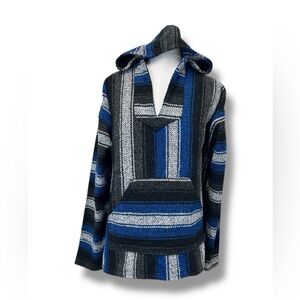 Earth Ragz Mens Heavyweight Mexican Outdoor Striped Baja Blanket Pullover Hoodie